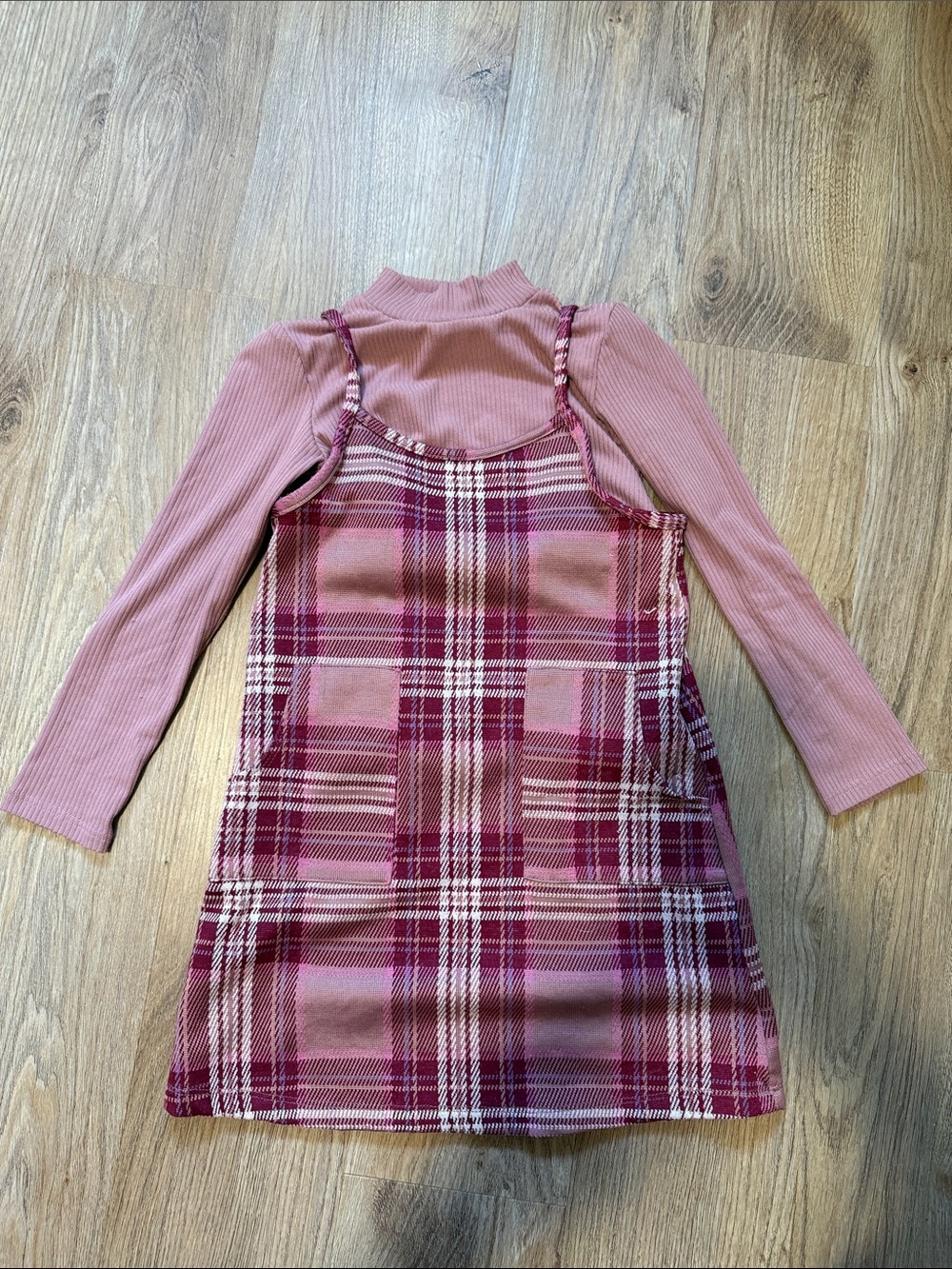 Girl Plaid Dress with Turtleneck
